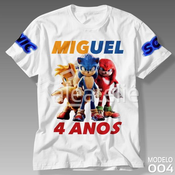 Camiseta Tails Knuckles Sonic Filme Infantil Personalizada