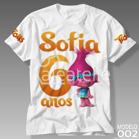 Camiseta Trolls Poppy Tronco Bridget Gristle Personalizada