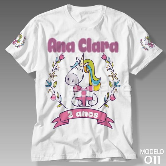 Camiseta Unicornio Infantil Personalizada Ponei Arco Iris