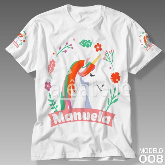 Camiseta Unicornio Infantil Personalizada Ponei Arco Iris