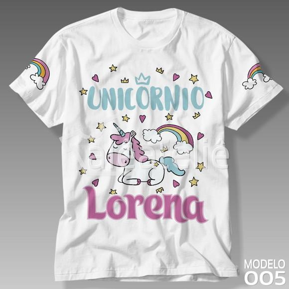 Camiseta Unicornio Infantil Personalizada Ponei Arco Iris
