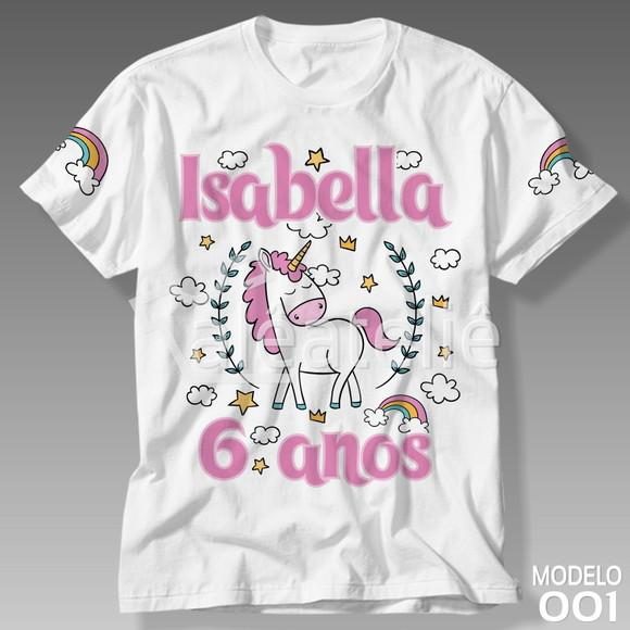 Camiseta Unicornio Infantil Personalizada Ponei Arco Iris