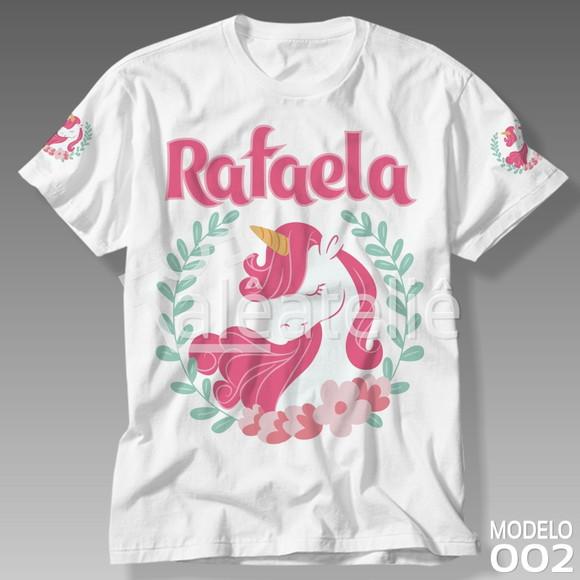 Camiseta Unicornio Infantil Personalizada Ponei Arco Iris
