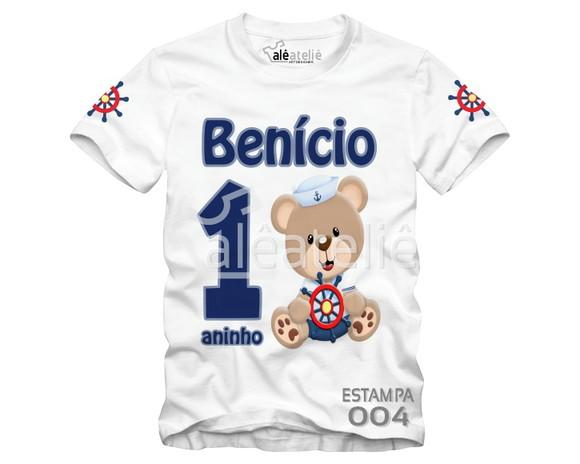 Camiseta Ursinho Marinheiro Personalizada Festa Aniversário