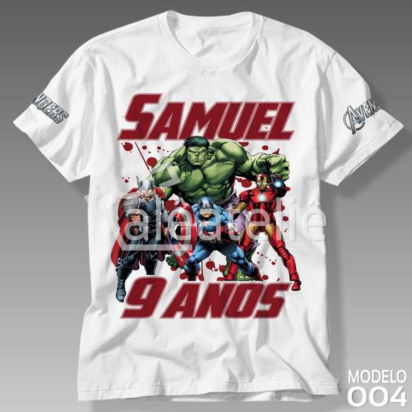 Camiseta Vingadores Avengers Festa Infantil Personalizada