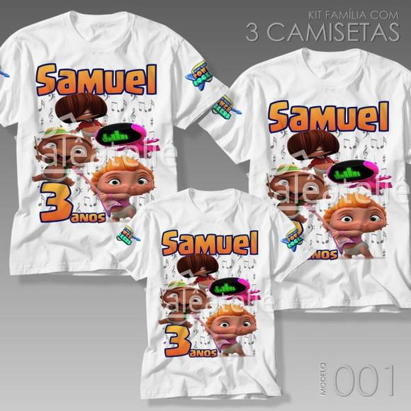 Kit 3 Camisetas MiniBeat Power Rockers Festa Aniversário