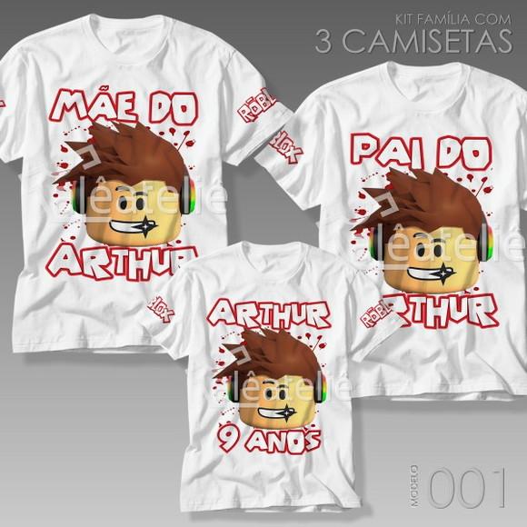 Kit 3 Camisetas Roblox Festa Infantil Família Aniversario