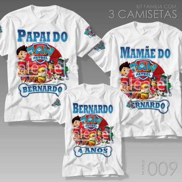 Kit 3 Camisetas Patrulha Canina