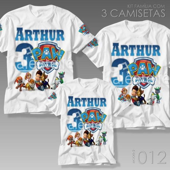 Kit 3 Camisetas Patrulha Canina Festa Aniversário