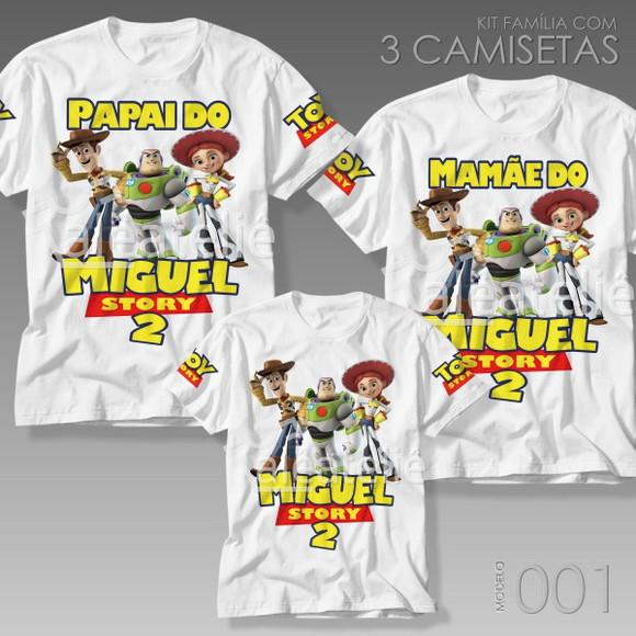 Kit 3 Camisetas Toy Story Papai Mamãe Kit Festa Aniversário