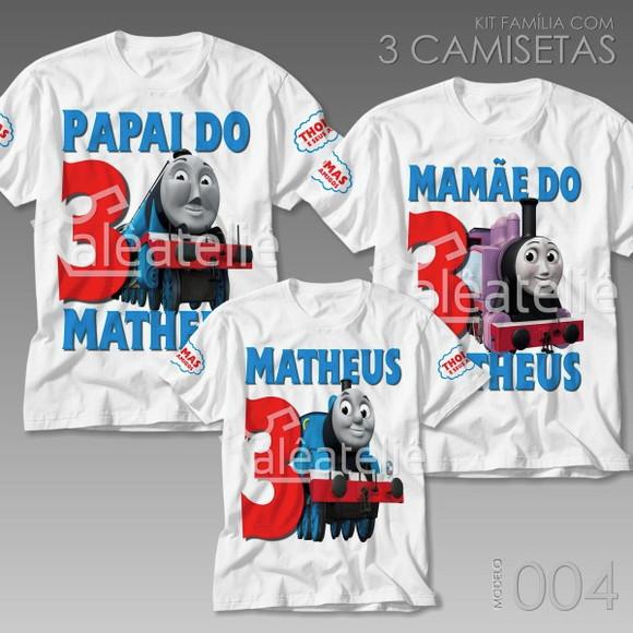 Kit 3 Camisetas Thomas e seus Amigos Niver Festa Aniversario
