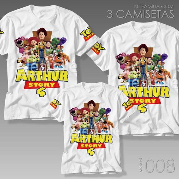 Kit 3 Camisetas Toy Story 4 Kit Família Festa Aniversário