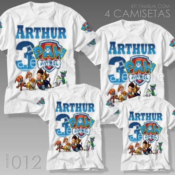 Kit 4 Camisetas Patrulha Canina Festa Aniversário