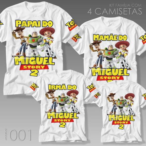 Kit 4 Camisetas Toy Story Família Kit Festa Aniversário