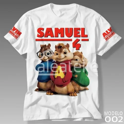 Camiseta Alvin e os Esquilos Infantil Adulto Personalizada