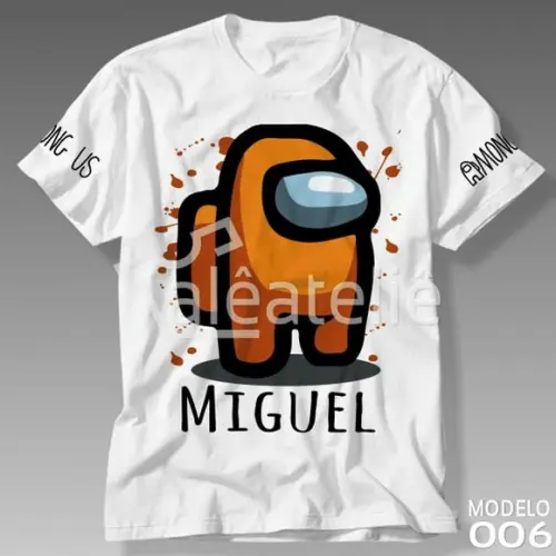 Camiseta Among Us Laranja Jogo Game Infantil Personalizada