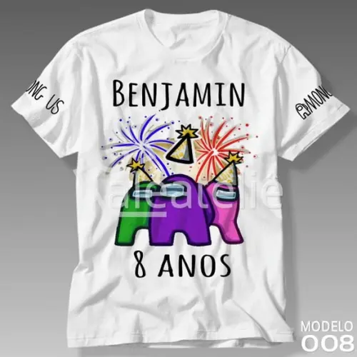 Camiseta Among Us Festa Jogo Game Infantil Personalizada