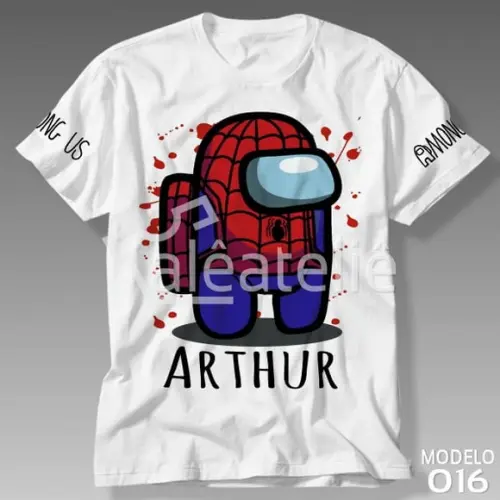 Camiseta Among Us Homem Aranha Game Infantil Personalizada