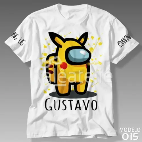 Camiseta Among Us Pikachu Jogo Game Infantil Personalizada