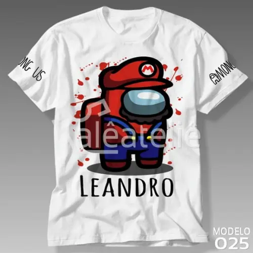 Camiseta Among Us Mario Bros Game Infantil Personalizada
