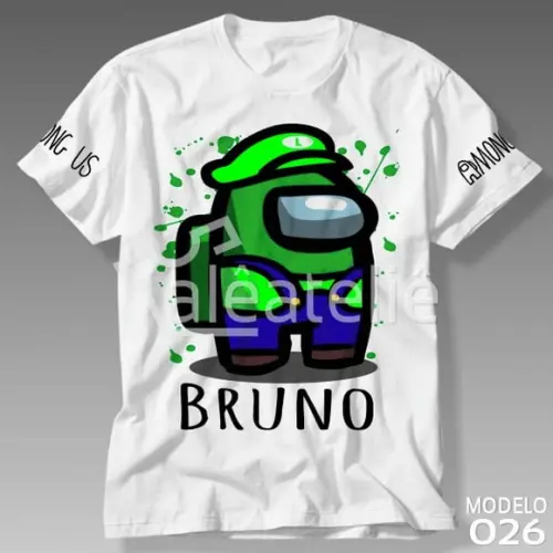 Camiseta Among Us Luigi Jogo Game Infantil Personalizada