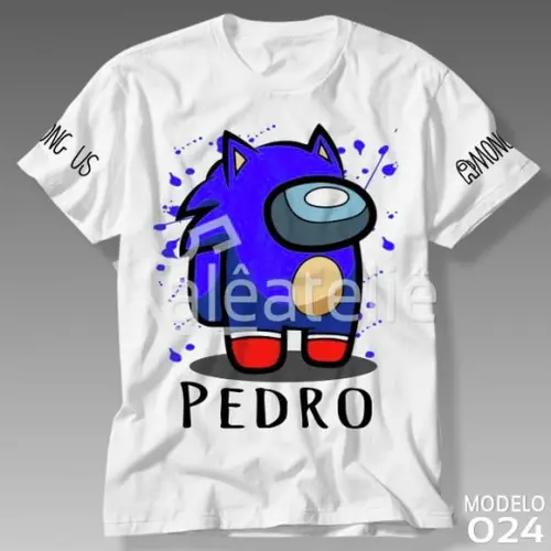 Camiseta Among Us Sonic Jogo Game Infantil Personalizada