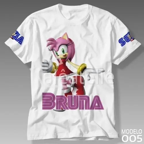 Camiseta Amy Rose Sonic Infantil Adulto Personalizada