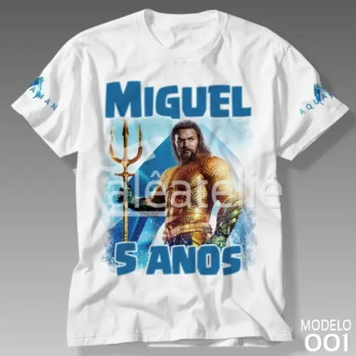 Camiseta Aquaman Infantil Adulto Festa Camisa Personalizada
