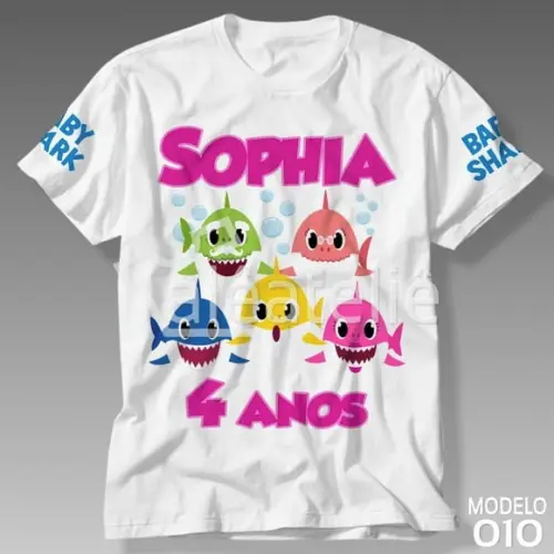 Camiseta Baby Shark Família Personalizada Festa Aniversário