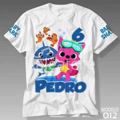 Camiseta Baby Shark Festa Bebê Tubarão Camisa Personalizada