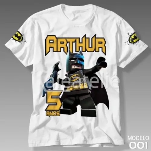 Camiseta Batman Lego Festa Infantil Adulto Personalizada