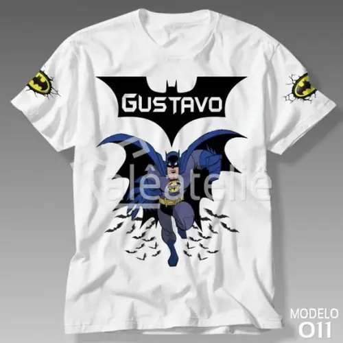 Camiseta Batman Morcegos Personalizada Nome Infantil Adulto
