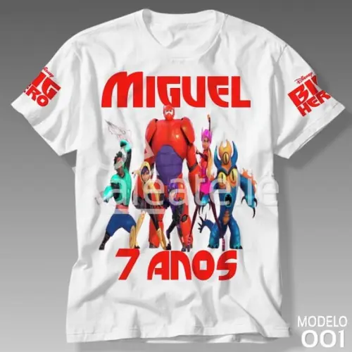 Camiseta Big Hero 6 Festa Infantil Adulto Personalizada