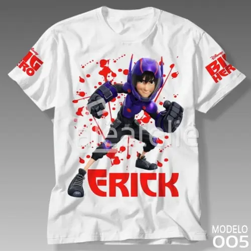 Camiseta Big Hero 6 Hiro Infantil Adulto Festa Personalizada
