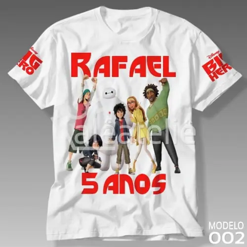 Camiseta Big Hero Infantil Adulto Personalizada Aniversario