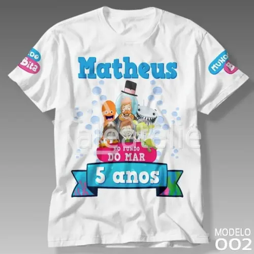 Camiseta Bita Fundo do Mar Festa Aniversário Personalizada