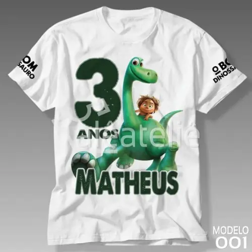 Camiseta Bom Dinossauro Infantil Adulto Camisa Personalizada