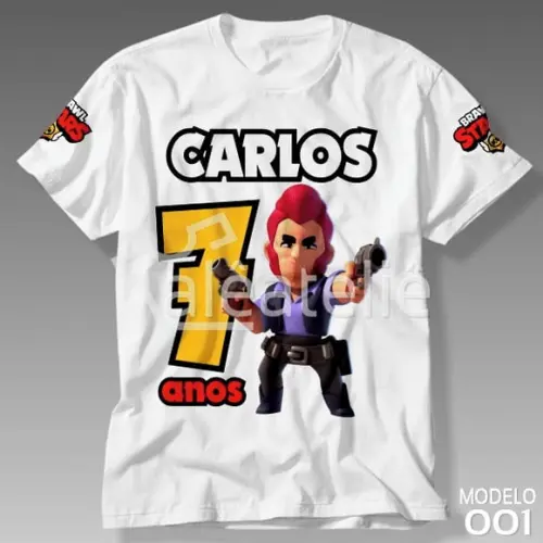 Camiseta Brawl Stars Colt Personalizada Festa Infantil