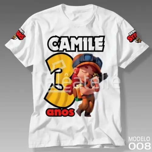 Camiseta Brawl Stars Jessie Menina Infantil Juvenil Adulto
