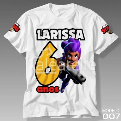 Camiseta Brawl Stars Shelly Personalizada Infantil Menina