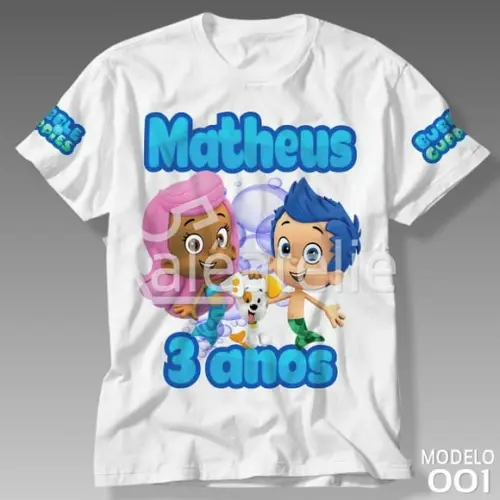 Camiseta Bubble Guppies Festa Infantil Personalizada