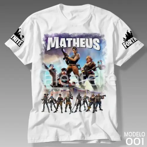 Camiseta Camisa Fortnite Battle Royale Personalizada Nome