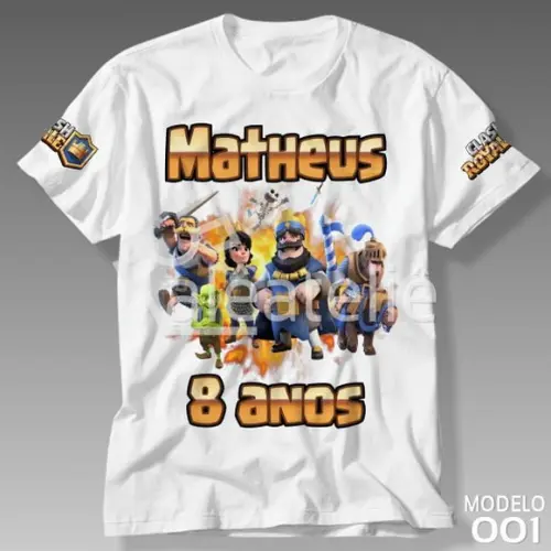 Camiseta Clash Royale Festa Infantil Camisa Personalizada