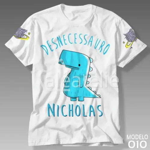 Camiseta Desnecessauro Gato Galáctico Personalizada com Nome