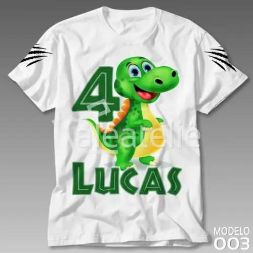 Camiseta Dinossauro Infantil Adulto Personalizada