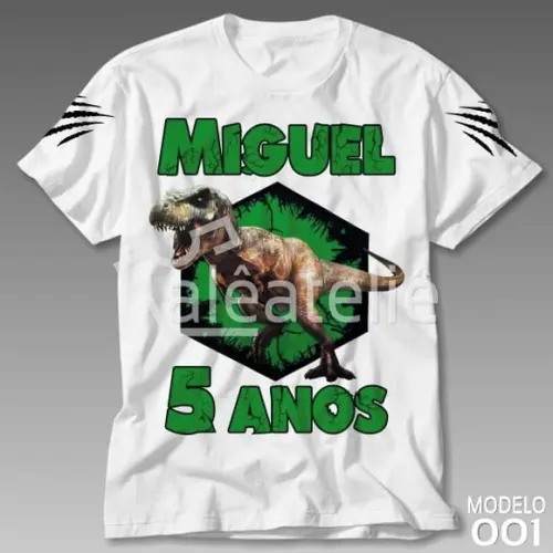 Camiseta Dinossauro T-Rex Personalizada Festa Aniversário