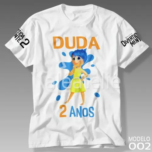 Camiseta Divertida Mente 2 Alegria Filme Personalizada