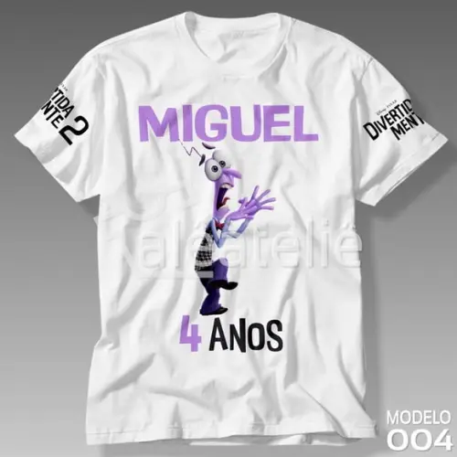 Camiseta Divertida Mente 2 Medo Filme Personalizada