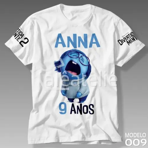 Camiseta Divertida Mente 2 Tristeza Filme Personalizada