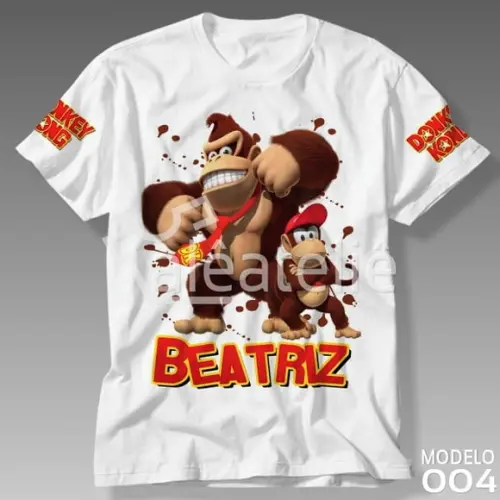 Camiseta Donkey Kong Diddy Kong Camisa Infantil Adulto